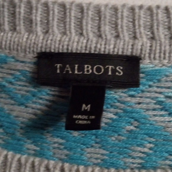 Talbots Nordic Lights Lambswool Blend Fair Isle Ombre Crew Neck Sweater Size Med - Picture 8 of 9